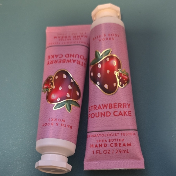 Bath & Body Works Other - 2 Pc Set Bath & Body Works Pink Strawberry Pound Cake Hand Cream Duo